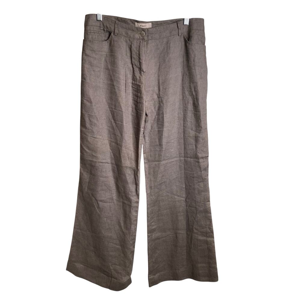 Kew Women's Brown Woven Wide Leg Pants Size 10‎ Casual Scandi Lagenlook Basics